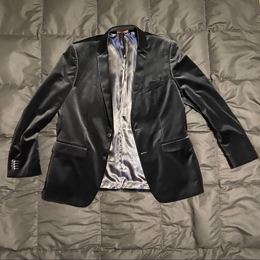 Men's Zara Black Velvet Slim Blazer Jacket